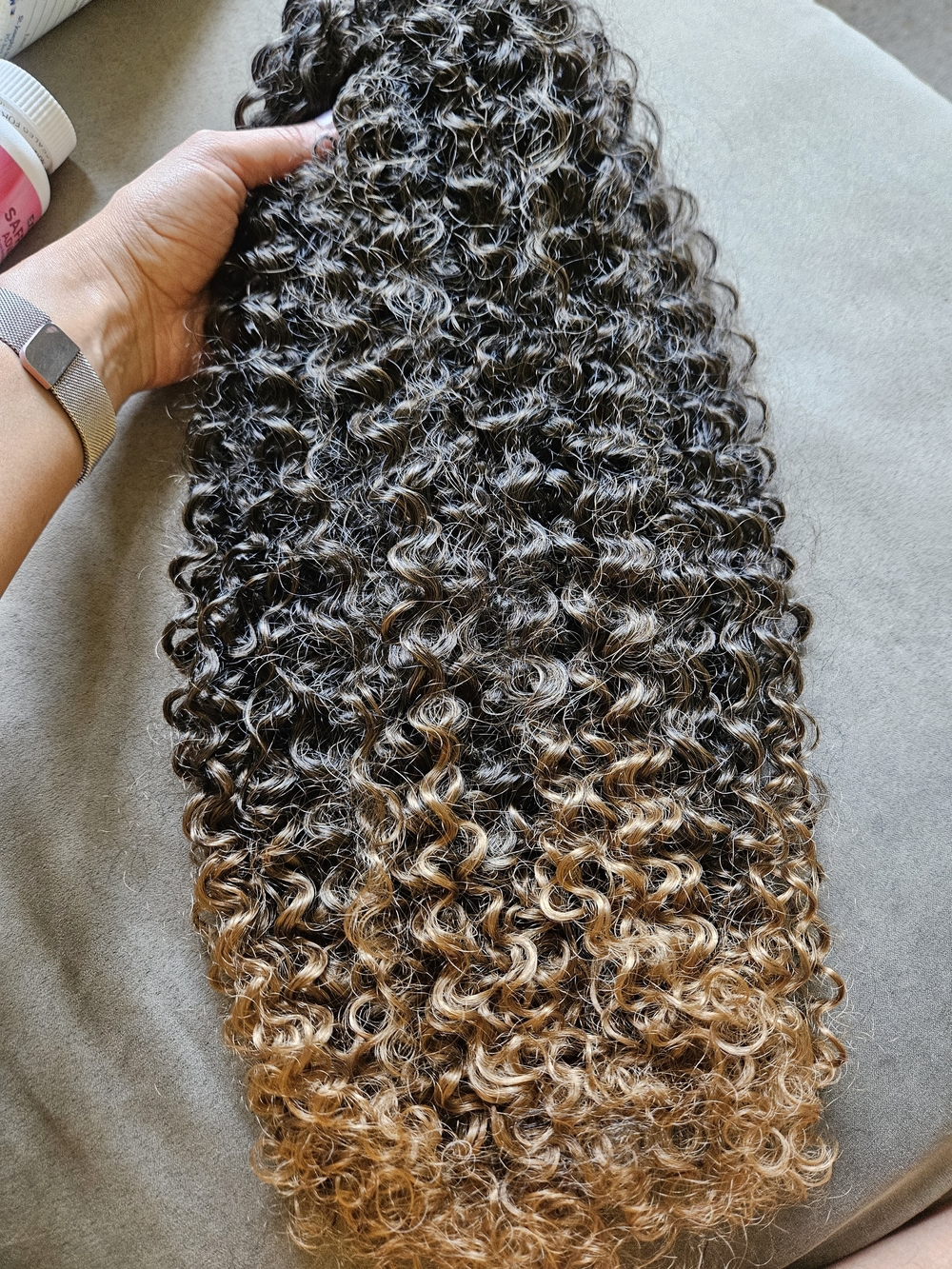 Curly Ombre Clip-In Extensions - Black to Blonde